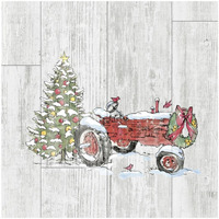 Country Christmas III no Words on White Wood -Paper Art-26"x26"