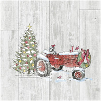 Country Christmas III no Words on White Wood -Paper Art-32"x32"