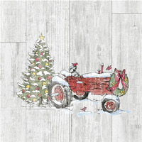 Country Christmas III no Words on White Wood -Paper Art-38"x38"