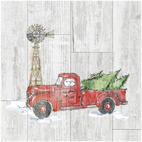 Country Christmas IV no Words on White Wood -Paper Art-26&quotx26"