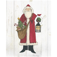 Vintage St Nick I no Words on White Wood -Paper Art-22"x26"