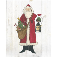 Vintage St Nick I no Words on White Wood -Paper Art-24"x30"