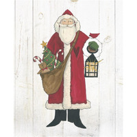 Vintage St Nick I no Words on White Wood -Paper Art-30&quotx37"