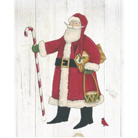 Vintage St Nick II no Words on White Wood -Paper Art-24"x30"