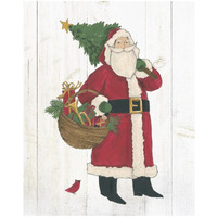 Vintage St Nick III no Words on White Wood -Paper Art-18"x22"