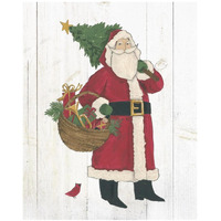 Vintage St Nick III no Words on White Wood -Paper Art-22"x26"