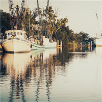 Sepia Shimp Boat -Paper Art-38"x38"