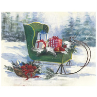 Green Sleigh -Paper Art-26"x22"