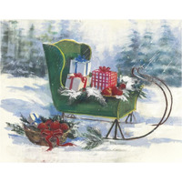 Green Sleigh -Paper Art-37"x30"