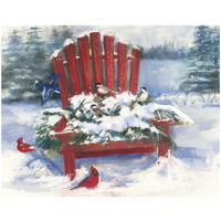 Red Chair in Winter -Paper Art-22&quotx18"