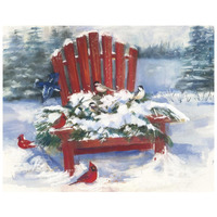 Red Chair in Winter -Paper Art-26"x22"