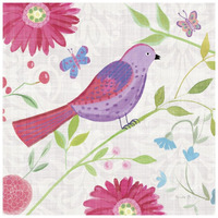 Damask Floral and Bird I Sq -Paper Art-26"x26"