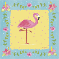 Flamingo Dance I Sq Border -Paper Art-32"x32"