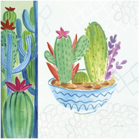 Cacti Garden II no Birds and Butterflies -Paper Art-32"x32"