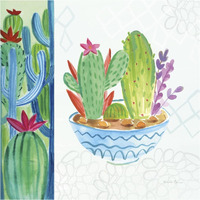 Cacti Garden II no Birds and Butterflies -Paper Art-38"x38"