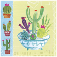 Cacti Garden III no Birds and Butterflies -Paper Art-20"x20"