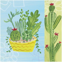 Cacti Garden IV no Birds and Butterflies -Paper Art-32"x32"