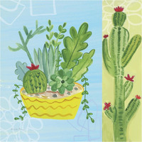 Cacti Garden IV no Birds and Butterflies -Paper Art-38"x38"