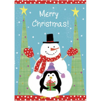 Snowman and Penguin Friends Flag -Paper Art-27.56"x38"