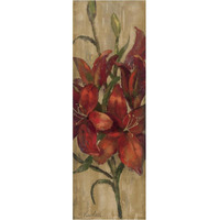 Vivid Red Lily on Gold -Paper Art-26"x74"