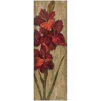 Vivid Red Gladiola on Gold -Paper Art-20"x56"