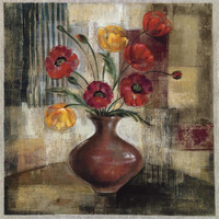 Poppies in a Copper Vase I -Paper Art-38"x38"