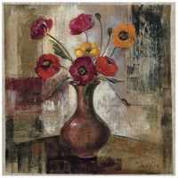 Poppies in a Copper Vase II -Paper Art-26"x26"