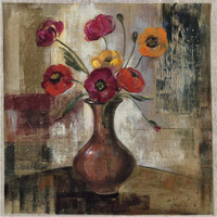 Poppies in a Copper Vase II -Paper Art-38"x38"