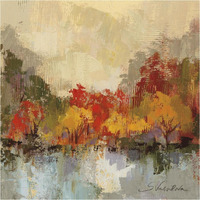 Fall Riverside II -Paper Art-38"x38"