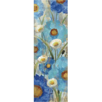 Sunkissed Blue and White Flowers I -Paper Art-14"x38"