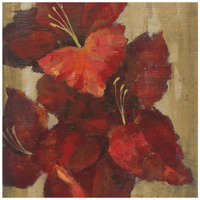 Vivid Red Gladiola on Gold Crop -Paper Art-20"x20"