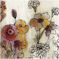 Contemporary Botanical Cream III -Paper Art-32"x32"