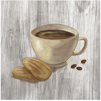 Coffee Time II on Wood -Paper Art-20&quotx20"