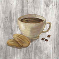 Coffee Time II on Wood -Paper Art-26"x26"