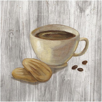 Coffee Time II on Wood -Paper Art-42&quotx42"