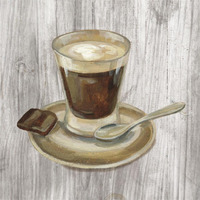 Coffee Time III on Wood -Paper Art-38"x38"