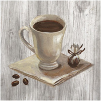 Coffee Time IV on Wood -Paper Art-32"x32"