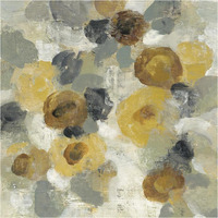 Neutral Floral Beige III Yellow Flowers -Paper Art-38"x38"