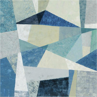 Indigo Geo Metric Soft -Paper Art-38"x38"