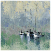 Boats in the Harbor II -Paper Art-26"x26"