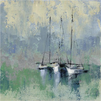 Boats in the Harbor II -Paper Art-38"x38"