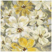 Scattered Spring Petals Yellow Gray Crop -Paper Art-20"x20"