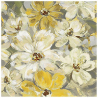 Scattered Spring Petals Yellow Gray Crop -Paper Art-26"x26"