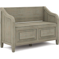 Connaught SOLID WOOD 42 inch Wide Traditional Entryway Storage Bench in Distressed Grey