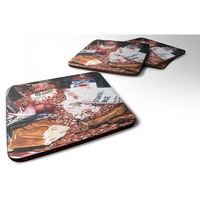 "Caroline's Treasures 8536FC Red Beans and Rice Foam Coasters (Set of 4), 3.5"" H x 3.5"" W, Multicolor"