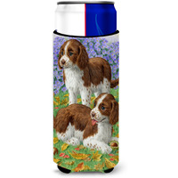 "Caroline's Treasures Welsh Springer Spaniel Pups Michelob Ultra Koozies for Slim Cans, Multicolor"