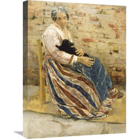 An Old Woman with Cat-Canvas Art-18"x24"