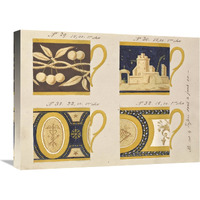 Quatre tasses  fond or, ca. 1800-1820-Canvas Art-24&quotx18"