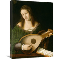 Lady Playing a Lute-Canvas Art-18"x24"