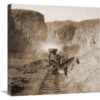 First Construction Train passing the Palisades, Ten Mile Caon, Nevada, 1866-1869-Canvas Art-22"x22"